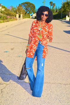 70s black woman bell bottoms jeans